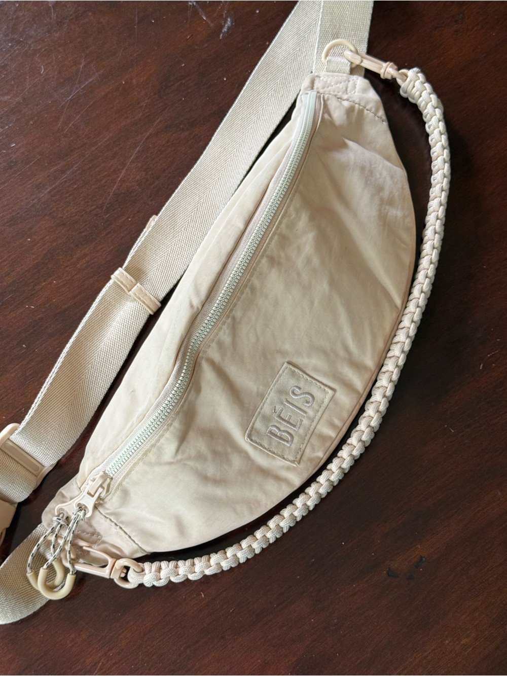 BEIS Cream Crossbody Belt Bag with Braided Strap